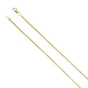 14k Yellow Gold 1.8mm Round Solid Box Chain Necklace, 16 Inch
